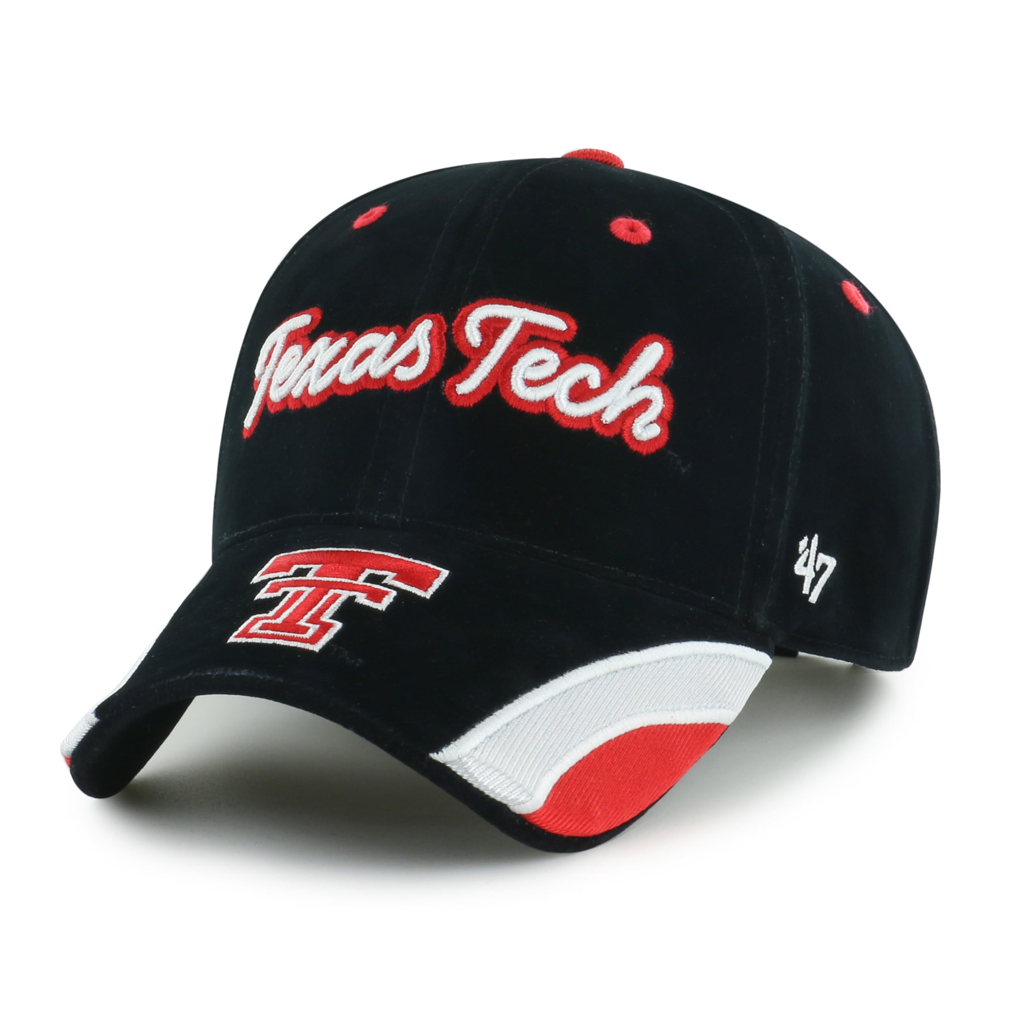 Women's '47 Black Texas Tech Red Raiders Velvet Denim Script MVP Adjustable Hat