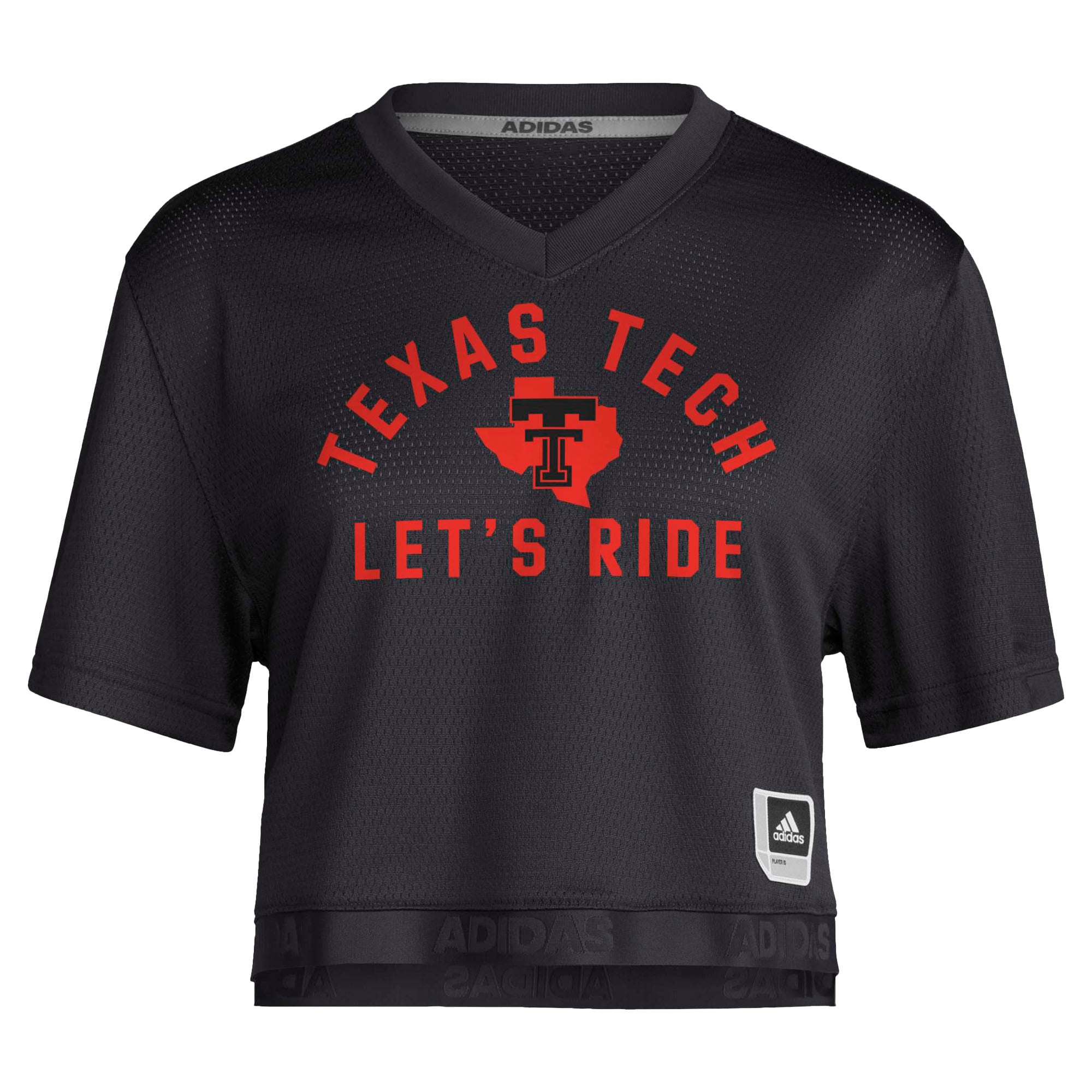 Maillot de football américain court adidas Texas Tech Red Raiders pour femme, noir.