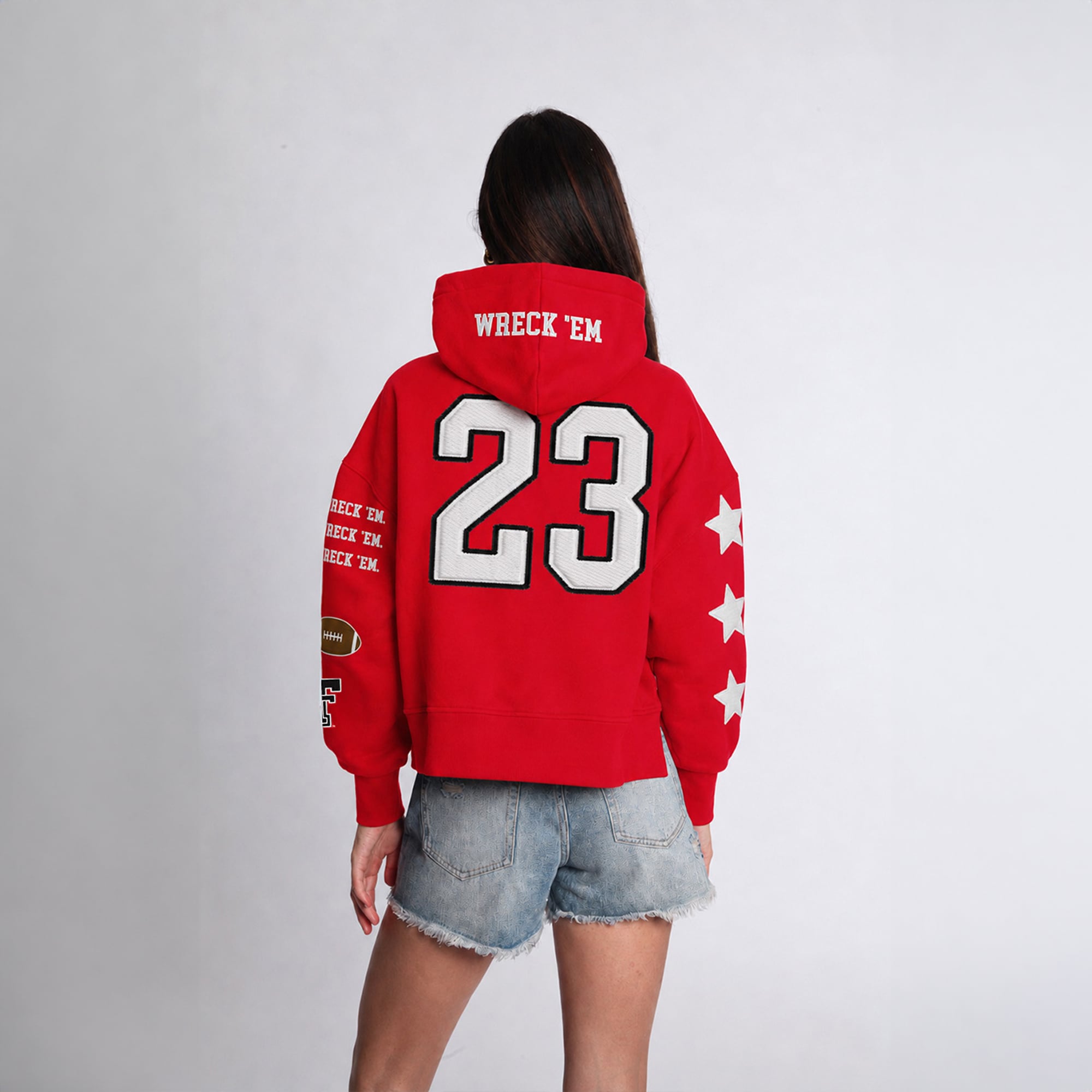 Sweat à capuche court Hype and Vice Red Texas Tech Raiders pour femmes