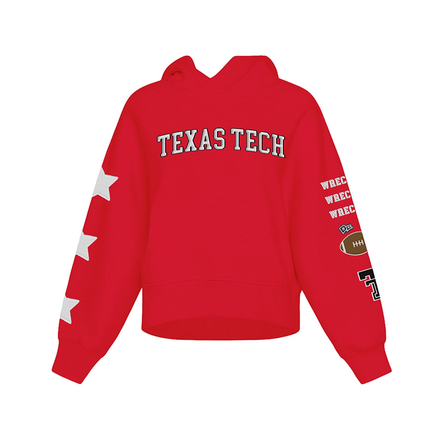 Sweat à capuche court Hype and Vice Red Texas Tech Raiders pour femmes