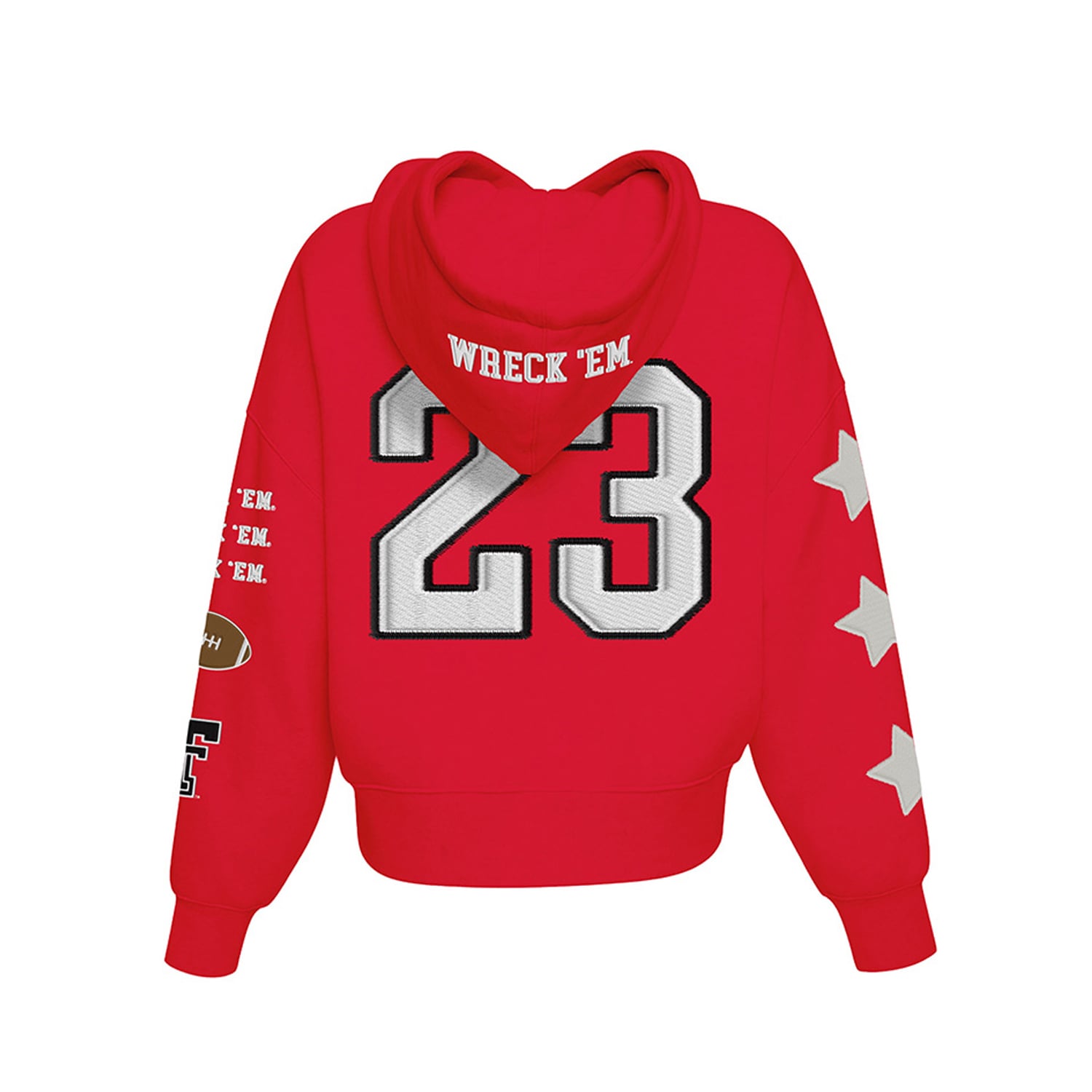 Sweat à capuche court Hype and Vice Red Texas Tech Raiders pour femmes