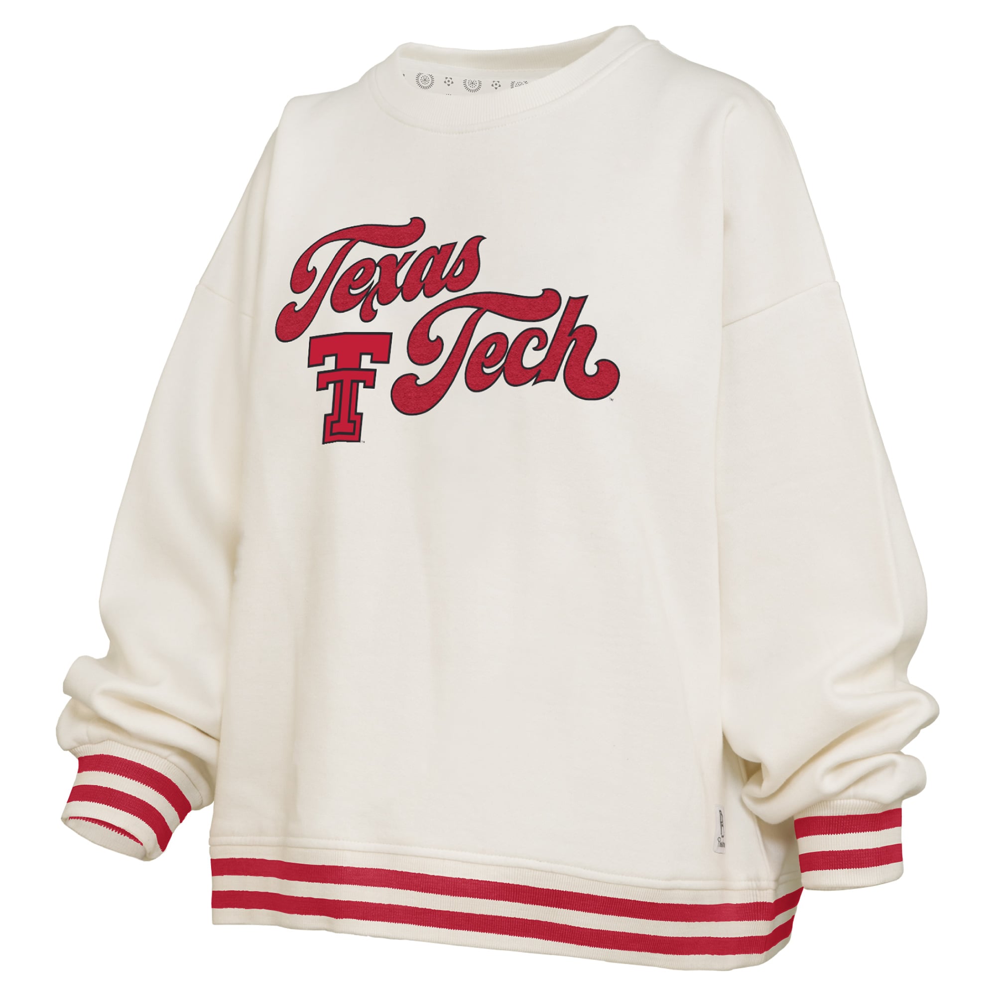 Sweat-shirt côtelé en chenille crème Pressbox pour femmes, Texas Tech Red Raiders Bonanza