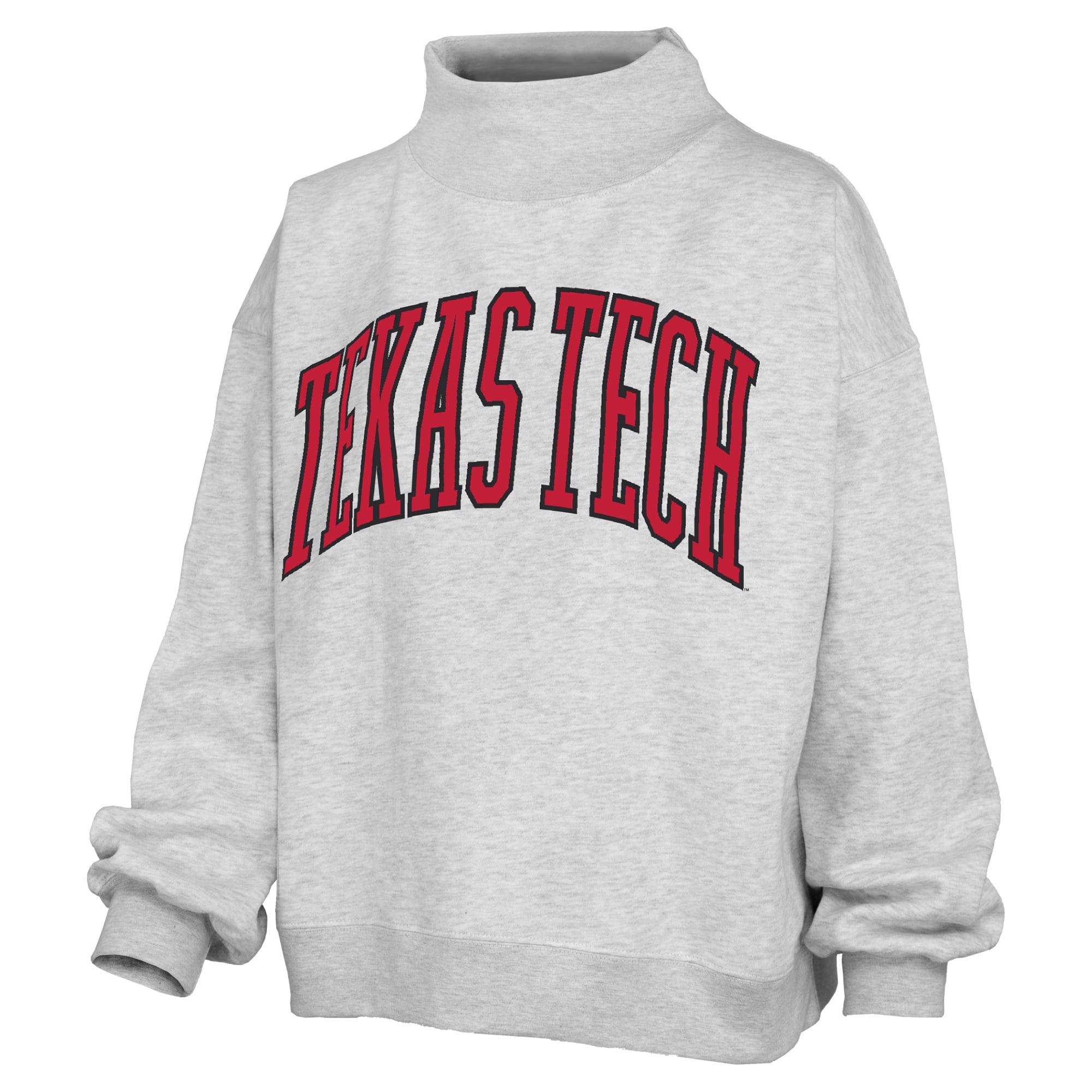 Women's Pressbox Heather Gray Texas Tech Red Raiders Oversized Nelson Mock Neck Sweatshirt