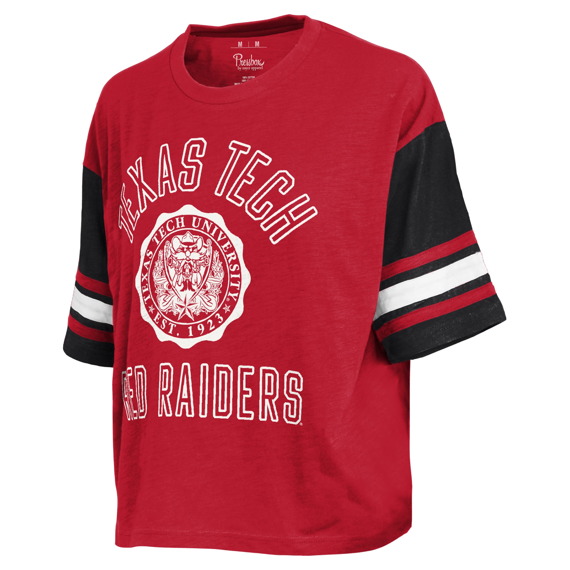 T-shirt à logo Pressbox rouge pour femmes, Texas Tech Red Raiders, dimanche, colorblock.