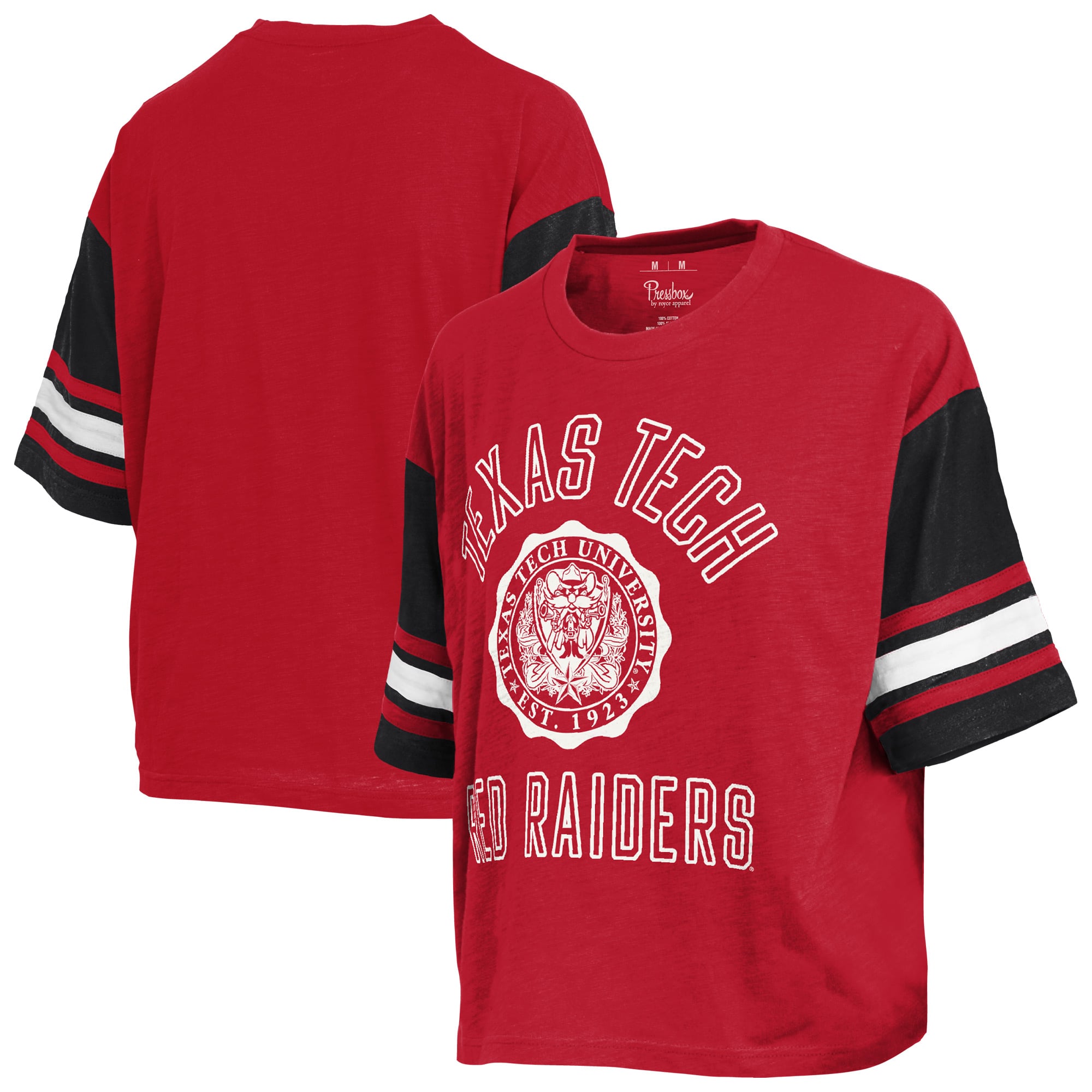 Women's Pressbox Red Texas Tech Raiders Sunday Colorblock Seal T-Shirt