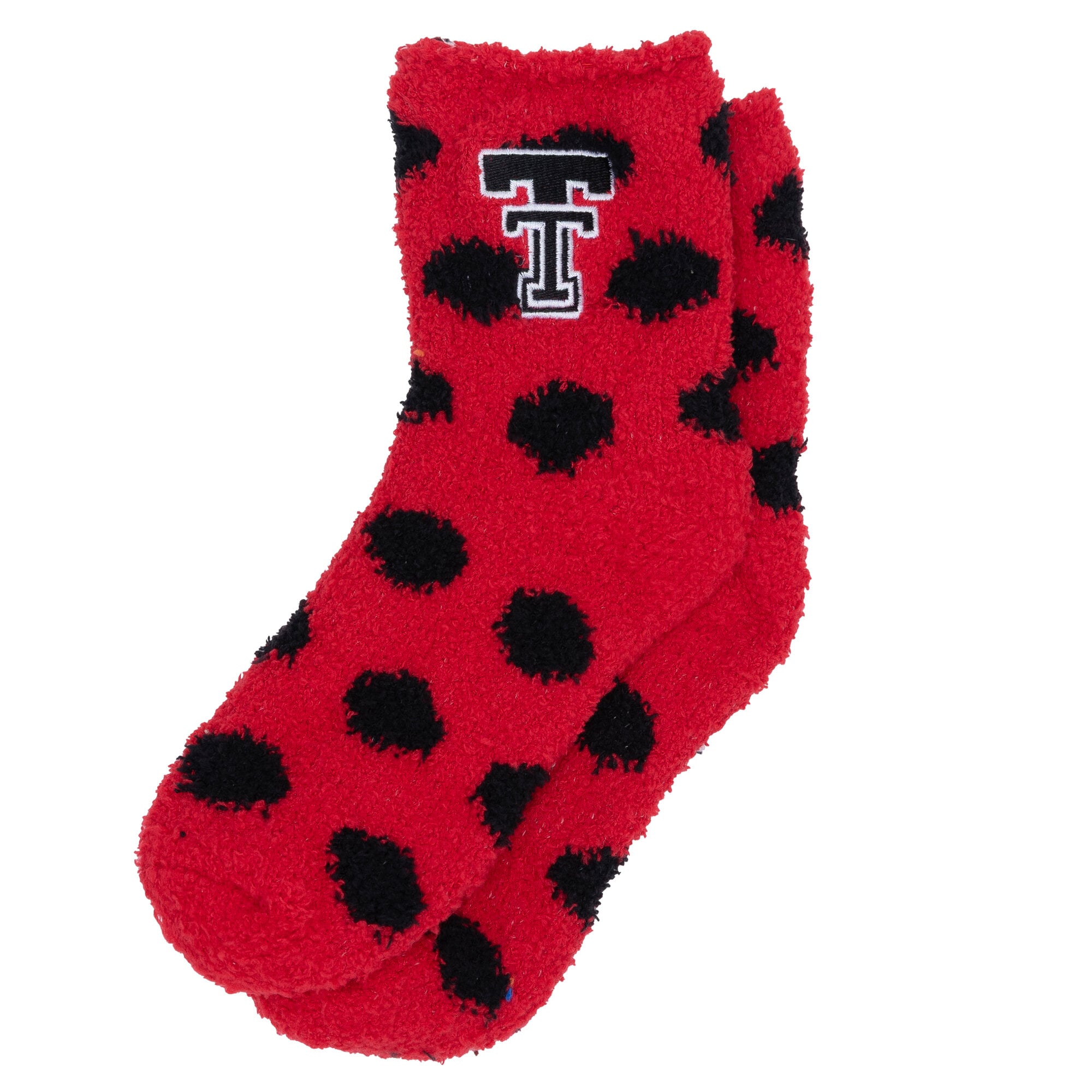 Chaussettes courtes à pois duveteux ZooZatz Texas Tech Red Raiders pour femmes