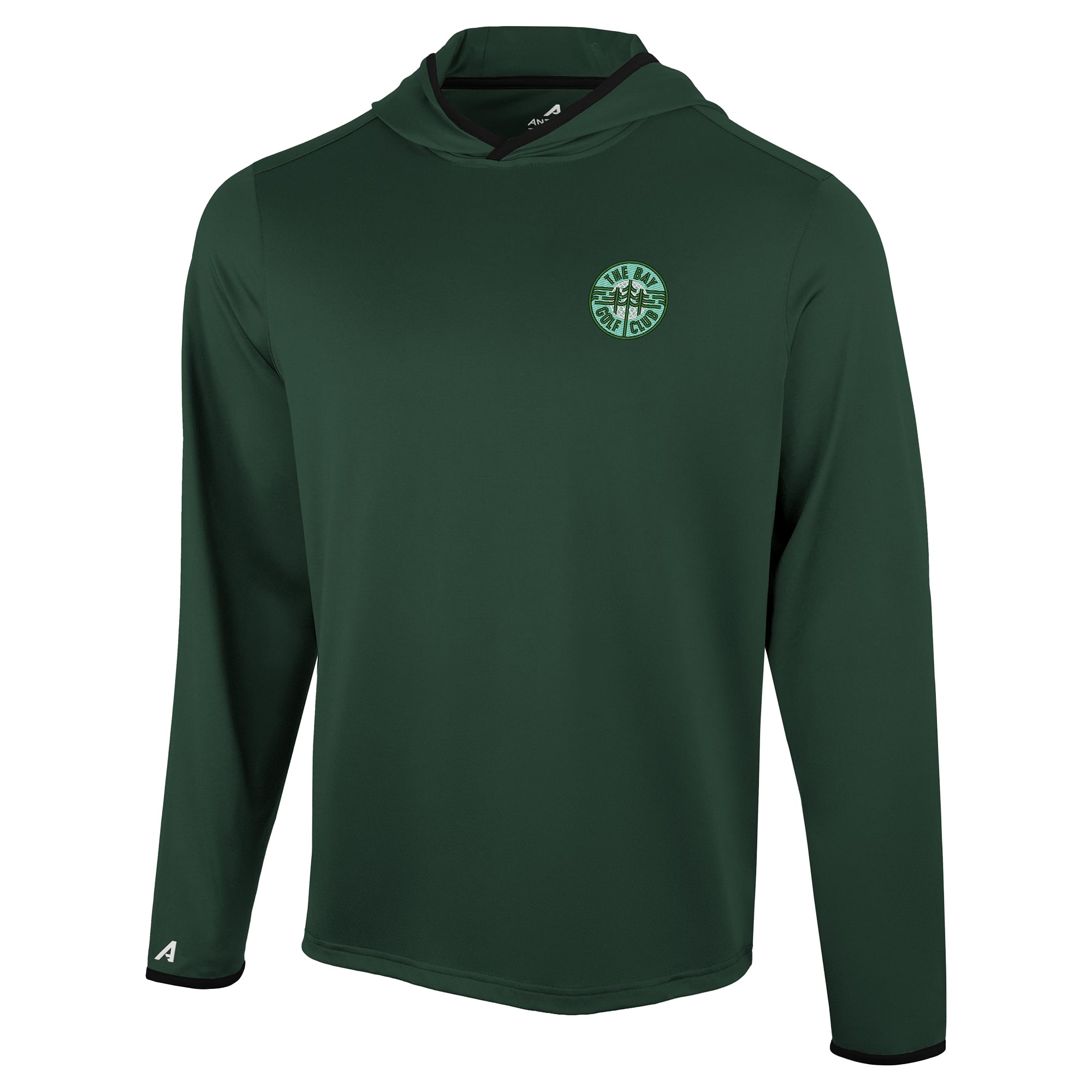 T-shirt à capuche manches longues pour homme Antigua Hunter Green The Bay Golf Club Brink Desert Dry