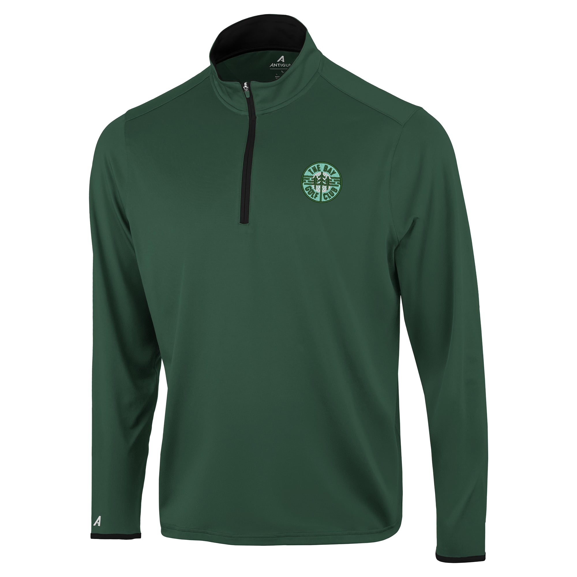 Pull à col zippé Antigua Hunter Green The Bay Golf Club Brink Desert Dry pour homme