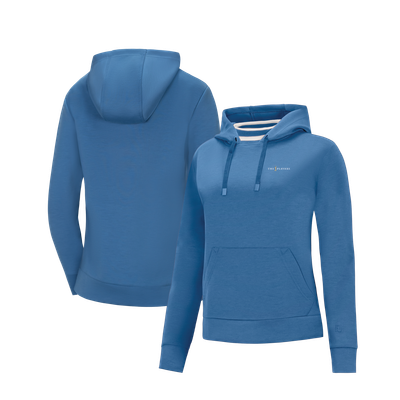 Sweat à capuche FootJoy pour femme, col côtelé, mélange de trois matières - Bleu