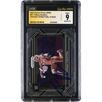 Tiffany Stratton WWE Autographed 2023 Panini Prizm WWE #51 CGC Fanatics Witnessed Authenticated 9/10 Card