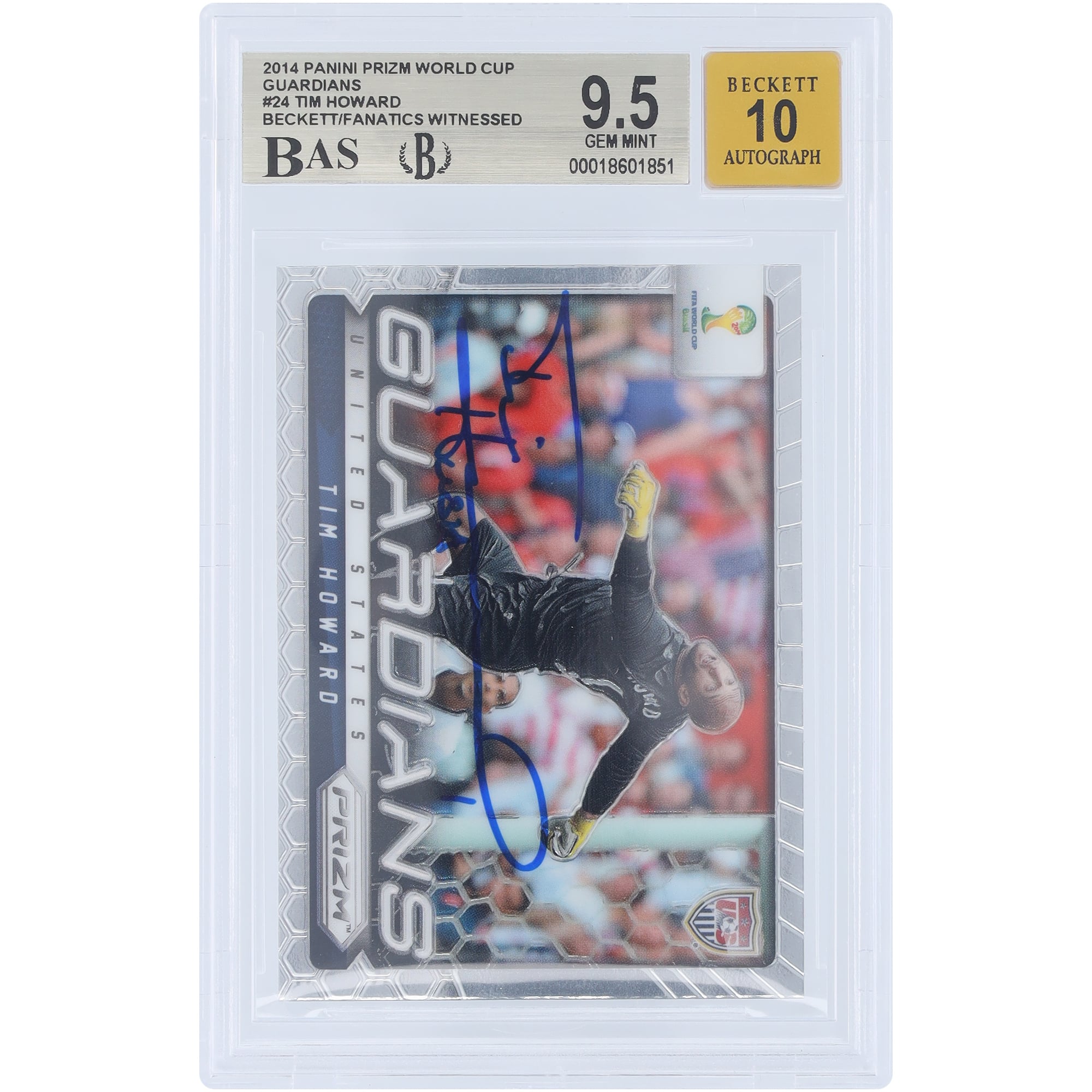 Tim Howard USMNT Autographed 2014 Panini Prizm World Cup Guardians 