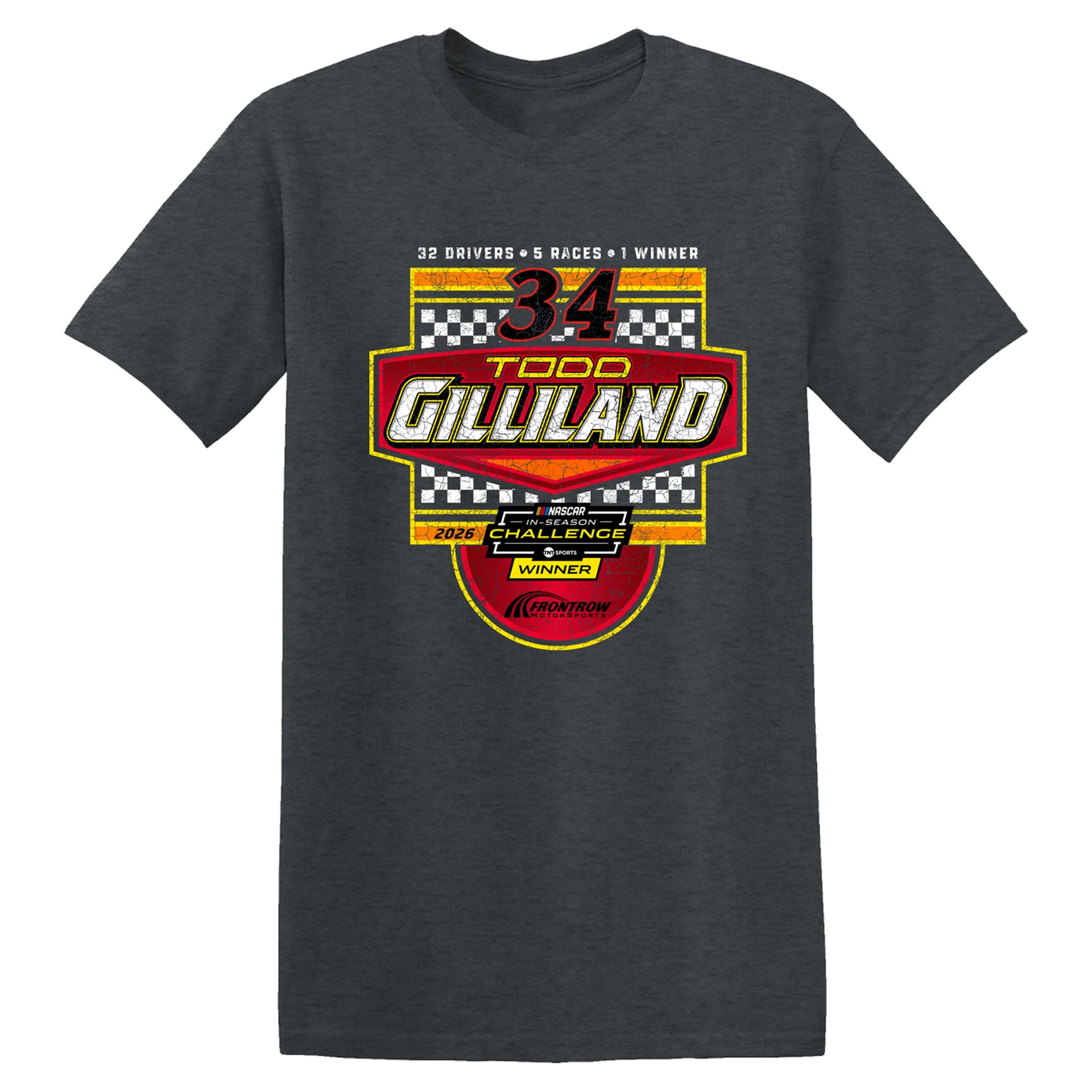 T-shirt homme Classic Ink Charcoal Todd Gilliland 2026 In-Season Challenge, vainqueur