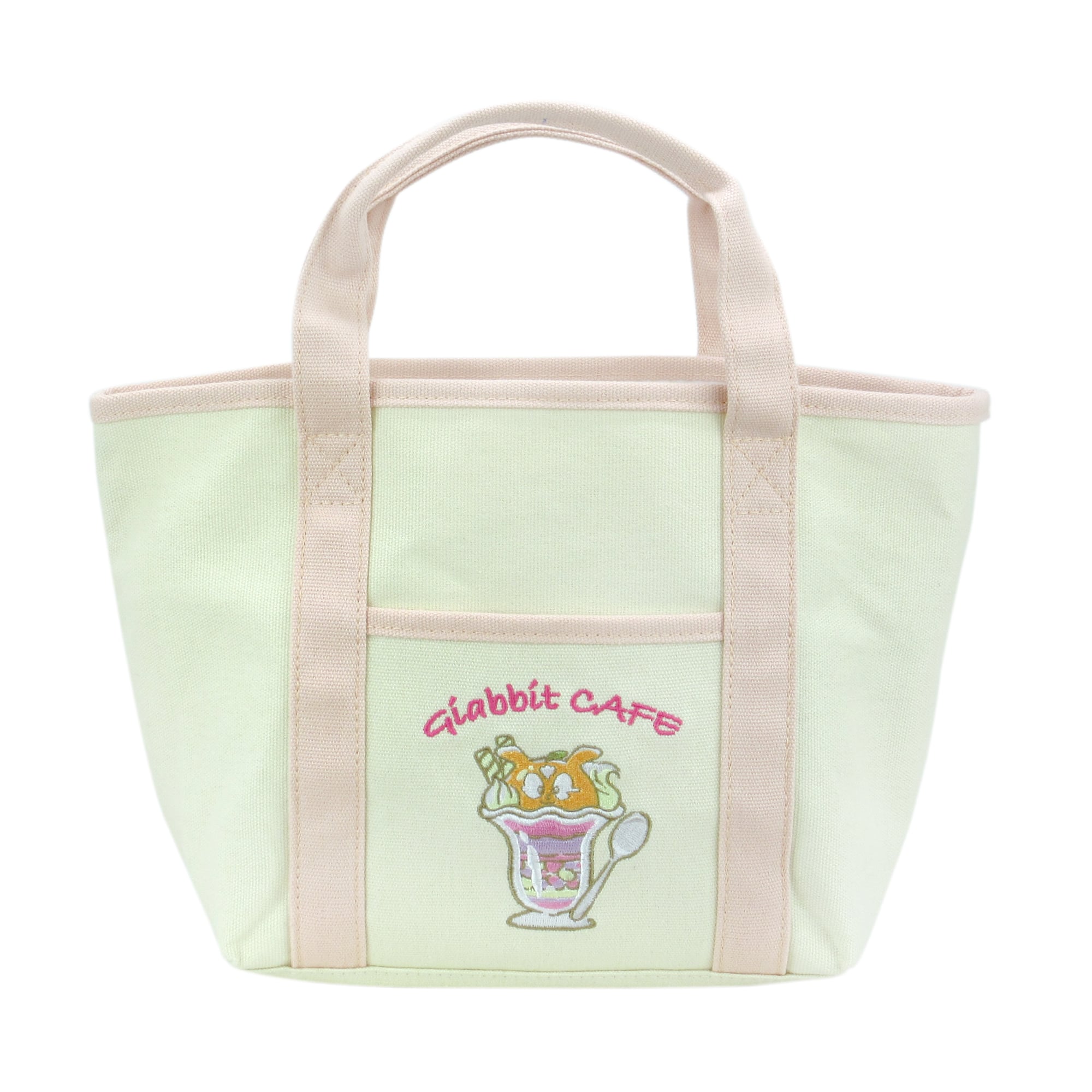 たべものシリーズ 刺繡ランチトートバッグ (Giabbit Café) ピンク