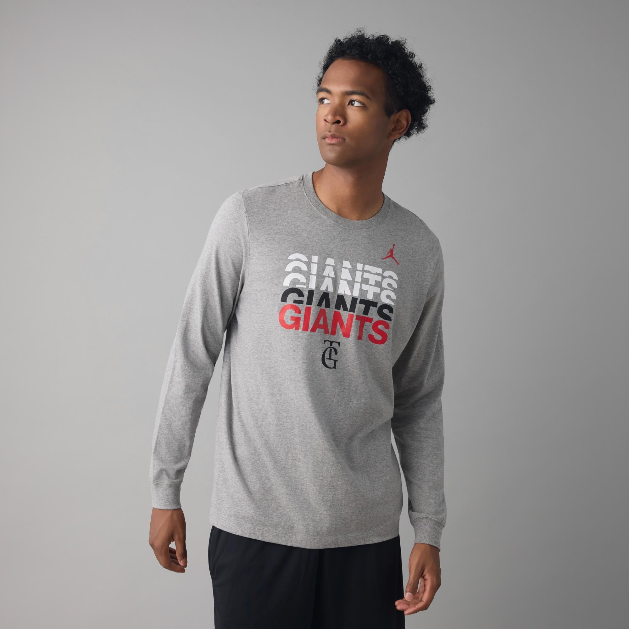 ジョーダン コットン ロング スリーブ Tシャツ (GIANTS TG) グレー 