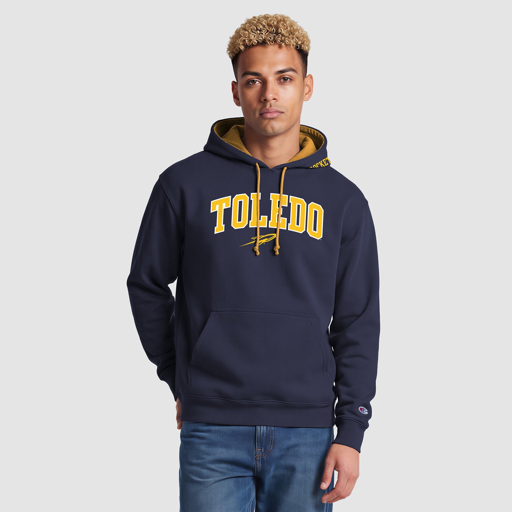 Sweat à capuche contrasté Champion bleu marine/or Toledo Rockets pour homme