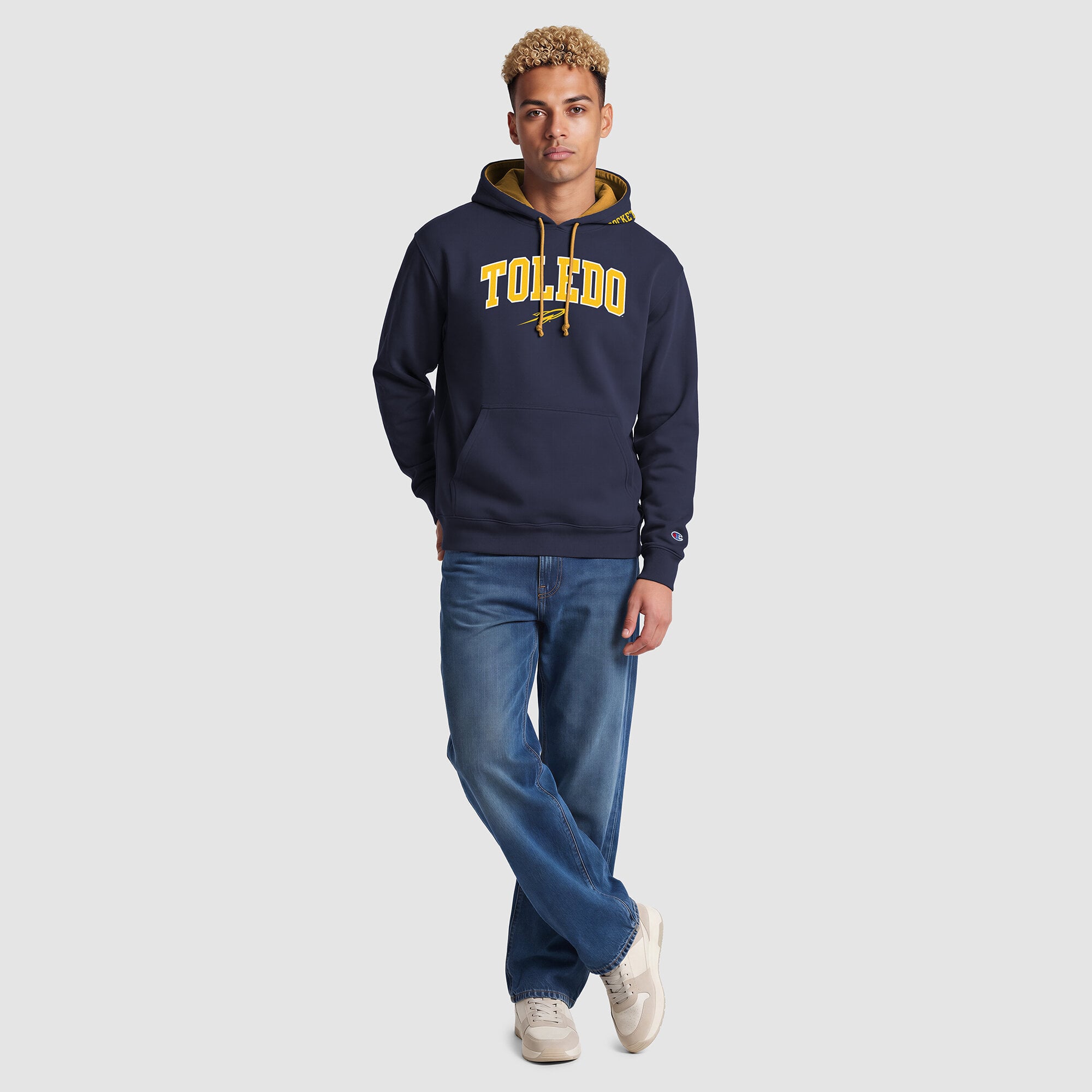 Sweat à capuche contrasté Champion bleu marine/or Toledo Rockets pour homme
