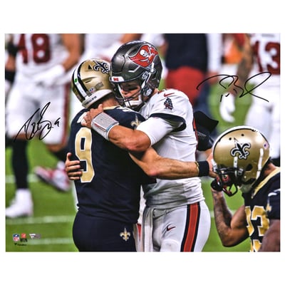 Tom Brady & Drew Brees Fanatics Authentic Autographed 16" x 20" Postgame Handshake Photograph