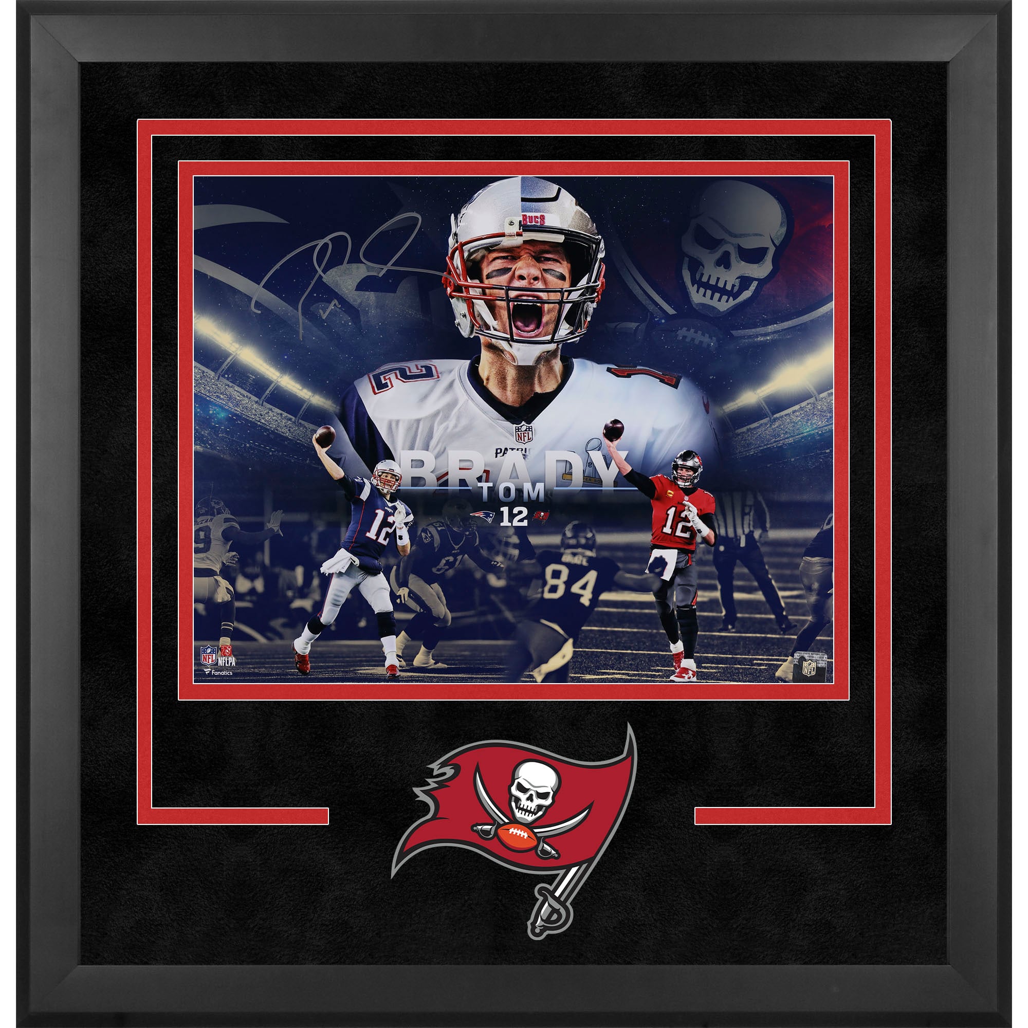 Tom Brady New England Patriots & Tampa Bay Buccaneers Autographed Deluxe Framed 16" x 20" Retirement Collage Photograph