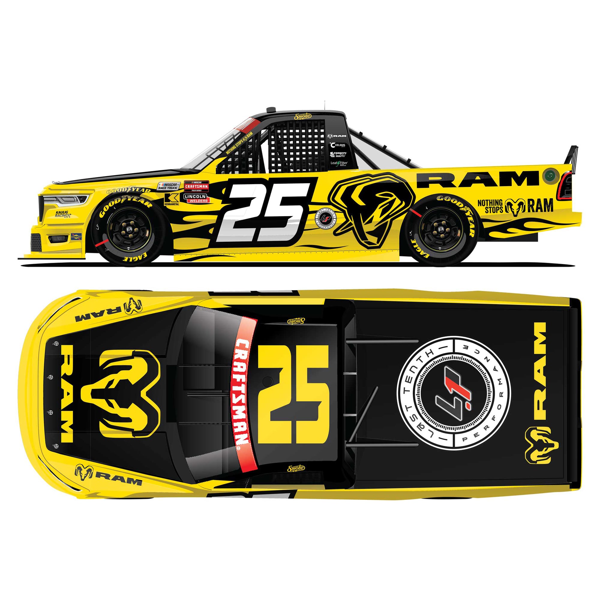 Action Racing Tony Stewart 2026 #25 Ram Trucks NASCAR Craftsman Truck Series 1:24 Regular Paint Die-Cast Ram 1500