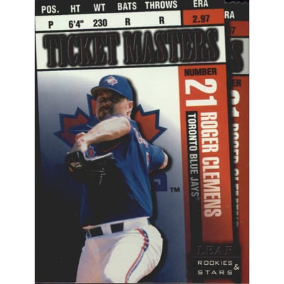 1998 Leaf Rookies and Stars Ticket Masters Die Cuts #14 Roger Clemens/Jose Cruz Jr.