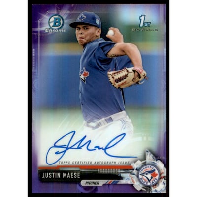 2017 Bowman Chrome Prospect Autographs Purple Refractors #CPAJM Justin Maese