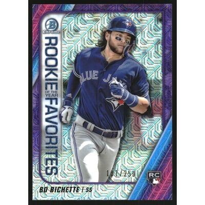 2020 Bowman Chrome Mega Box Rookie of the Year Favorites Purple Refractors #ROYFBB Bo Bichette