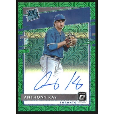 2020 Donruss Optic Rated Rookies Signatures Green Mojo #32 Anthony Kay/99