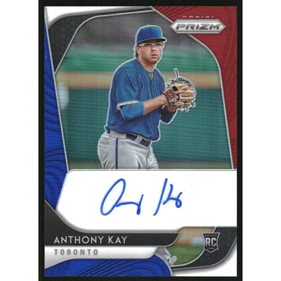2020 Panini Prizm Rookie Autographs Prizms Red White and Blue #24 Anthony Kay/50