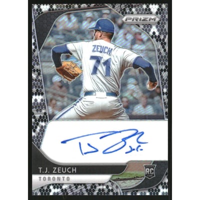 2020 Panini Prizm Rookie Autographs Prizms Snake Skin #12 T.J. Zeuch/35