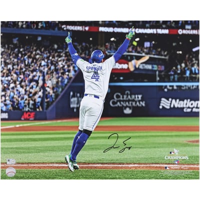 George Springer Toronto Blue Jays Autographed Fanatics Authentic 16" x 20" 2025 ALCS Game 7 Game-Winning Home Run Photograph 