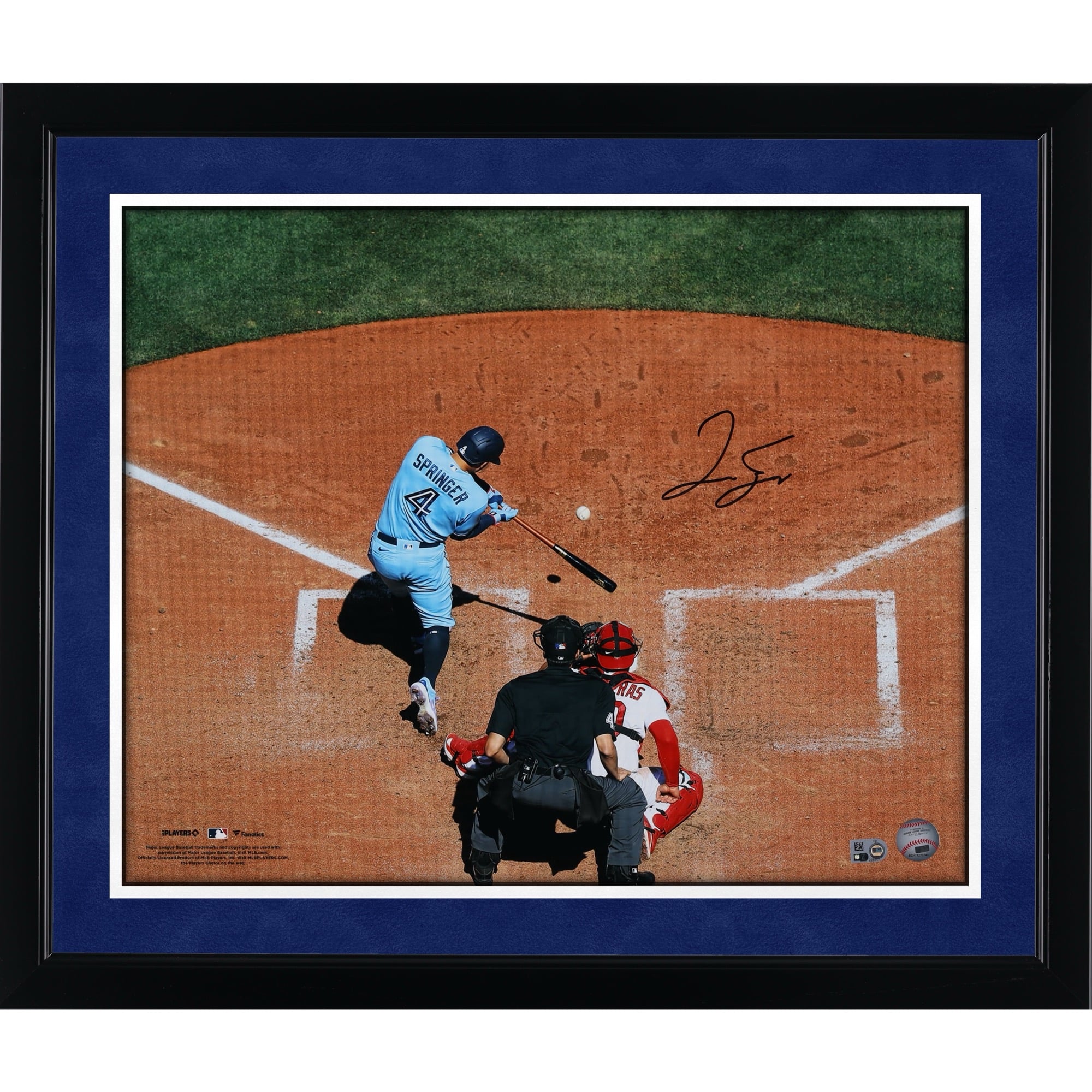 George Springer Toronto Blue Jays Autographed 16" x 20" Batting Top View Photograph
