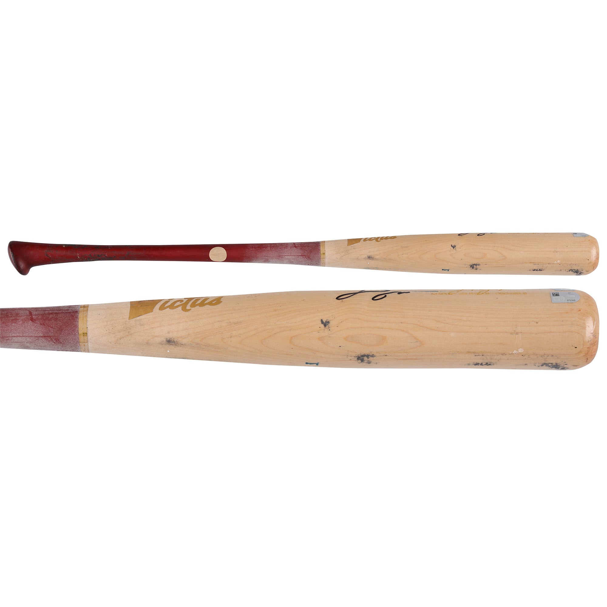 George Springer Toronto Blue Jays Autographed Game-Used Tan/Red Victus Broken Bat from the 2025 MLB Season - NF70447549