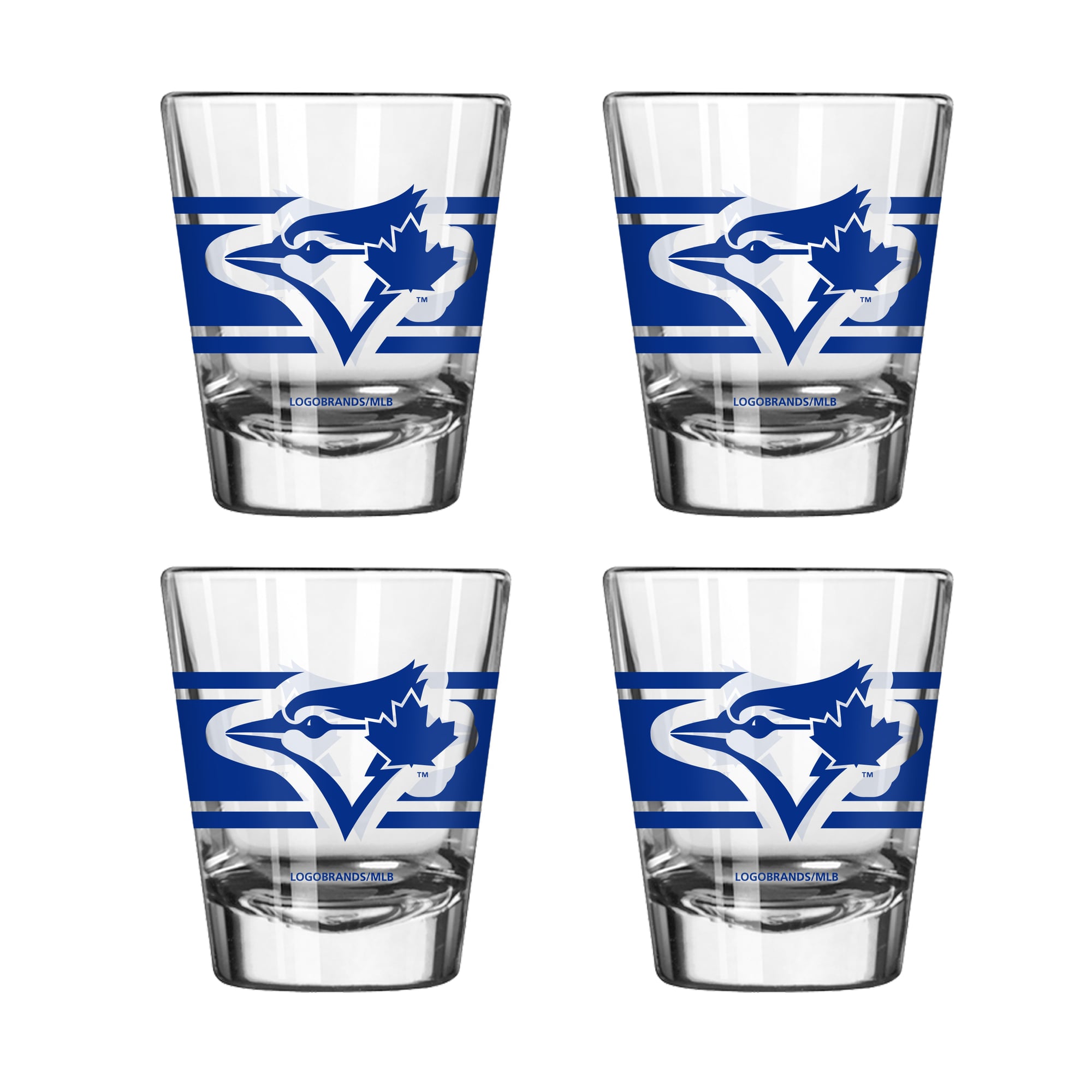 Ensemble de quatre verres à liqueur rayés Logo Brands Toronto Blue Jays