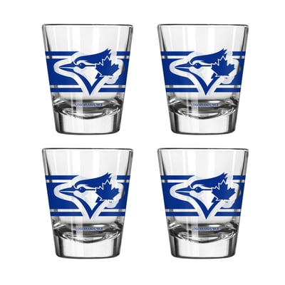 Toronto Blue Jays Logo Brands Four-Piece Stripe Shot Glass Set