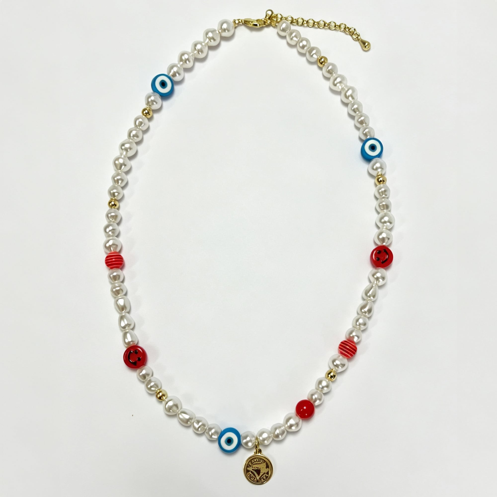 LUV AJ Toronto Blue Jays Pearl Bead Logo Necklace