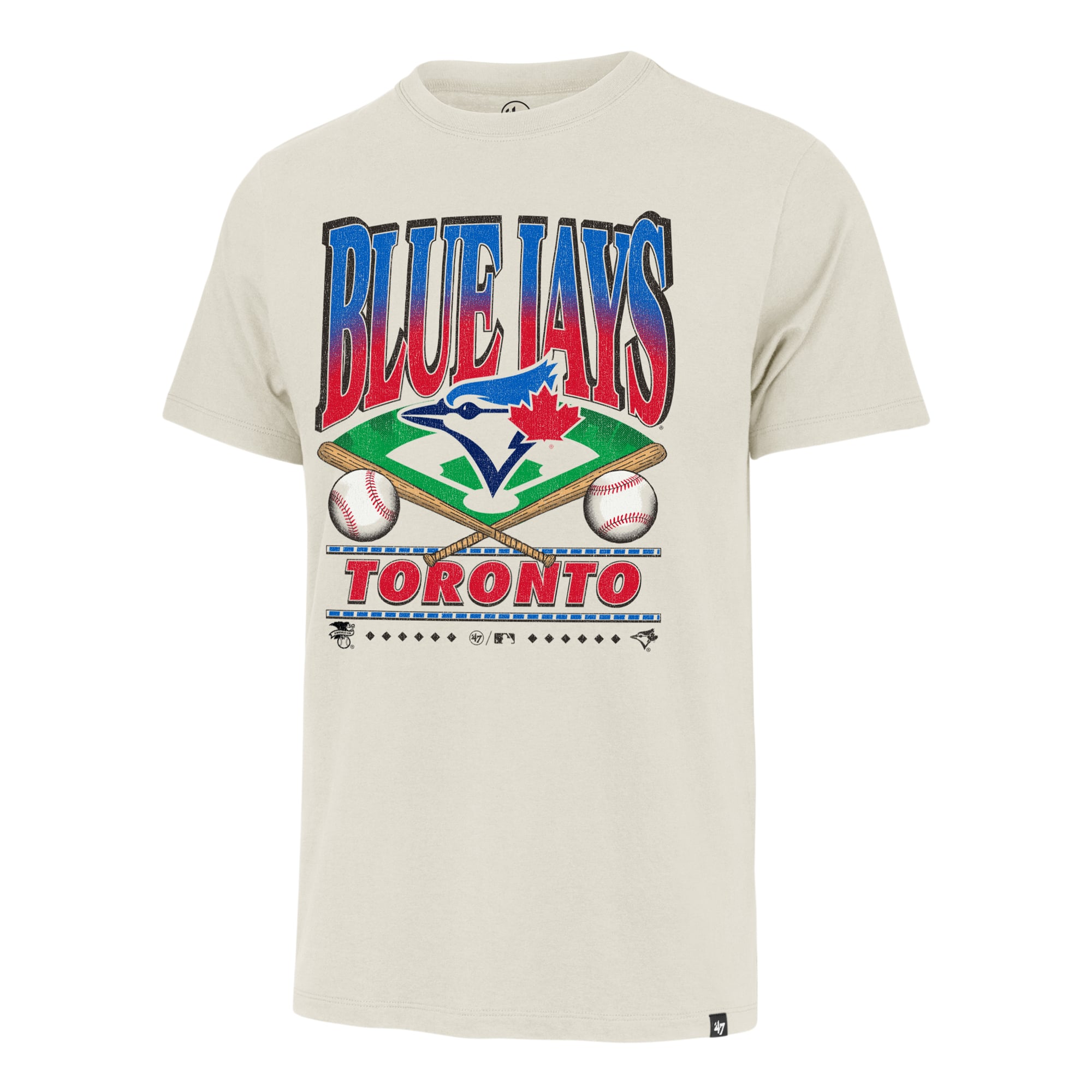 Men's '47 Tan Toronto Blue Jays Straight Shot Two Franklin T-Shirt