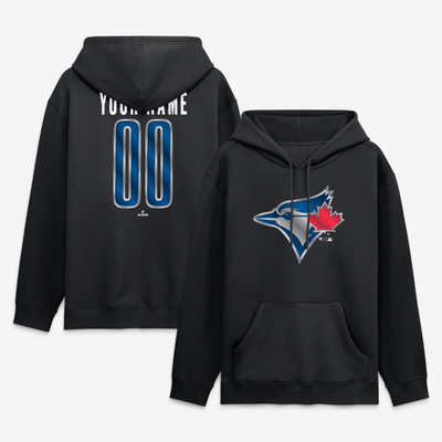 Toronto Blue Jays  Metallic Mascot Personalized Name & Number Hoodie - Black