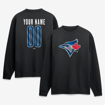 Toronto Blue Jays  Metallic Mascot Personalized Name & Number Sweatshirt - Black