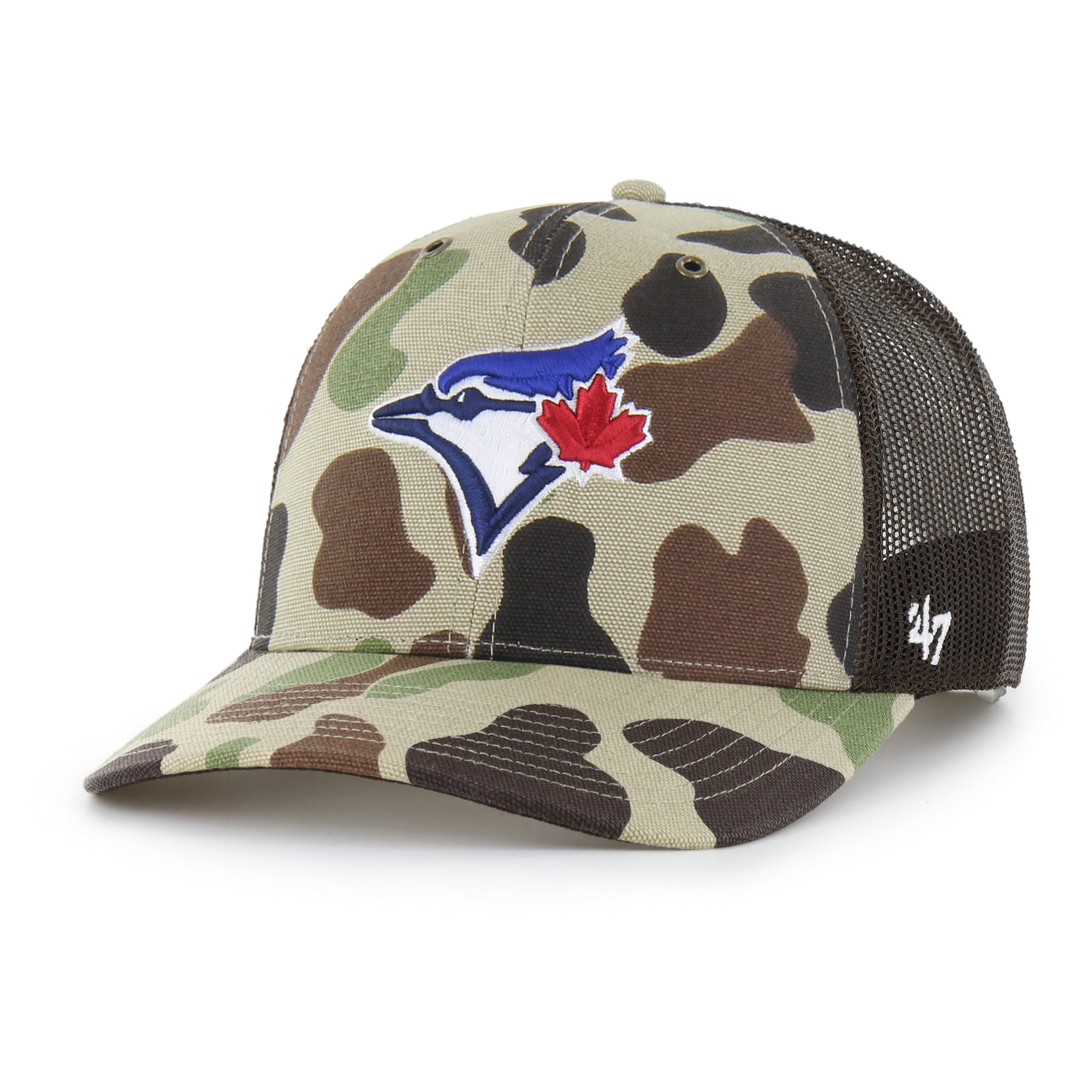 Men's Carhartt x '47 Camo Toronto Blue Jays Duck Adjustable Trucker Hat