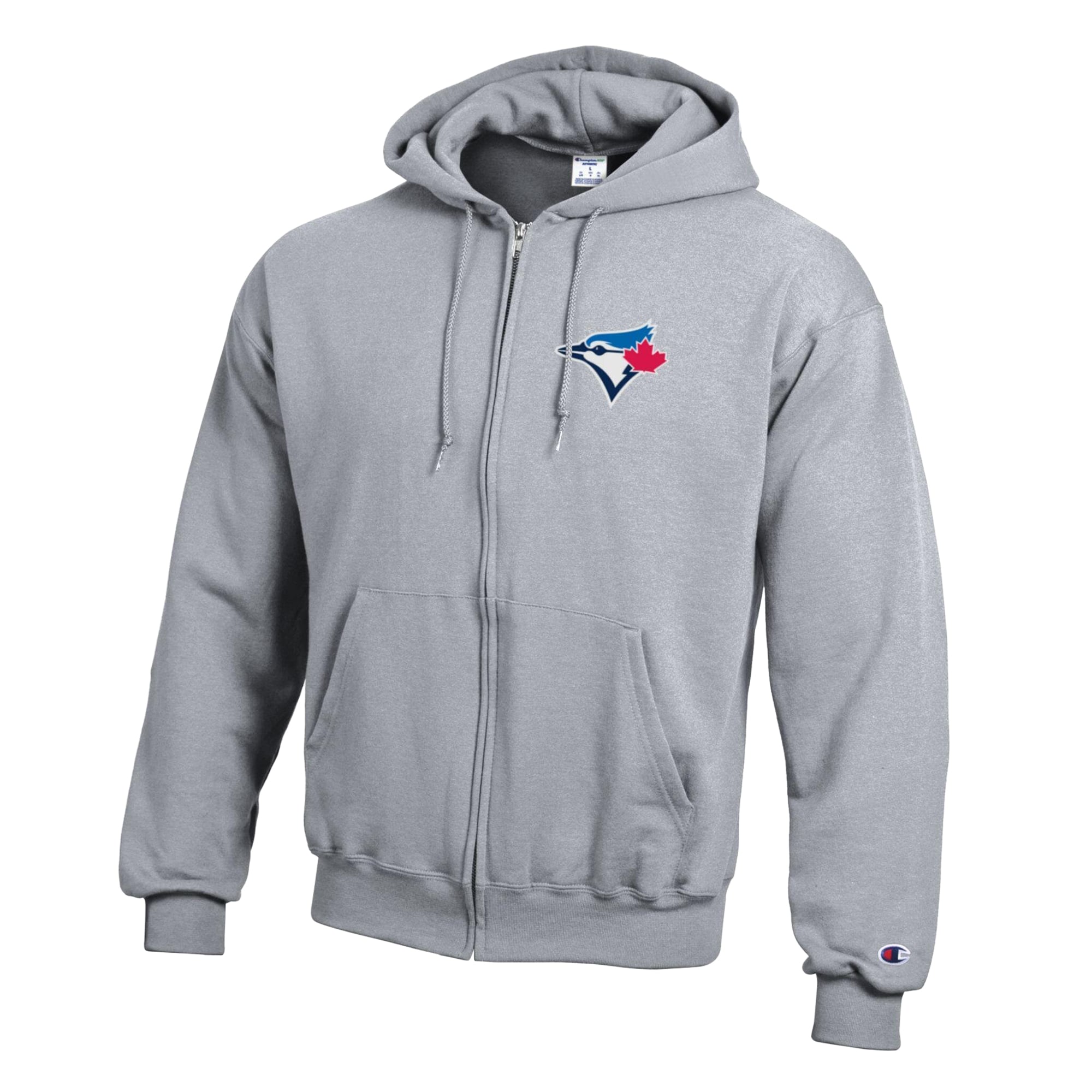 Men's Champion Heather Gray Toronto Blue Jays Powerblend Full-Zip Hoodie
