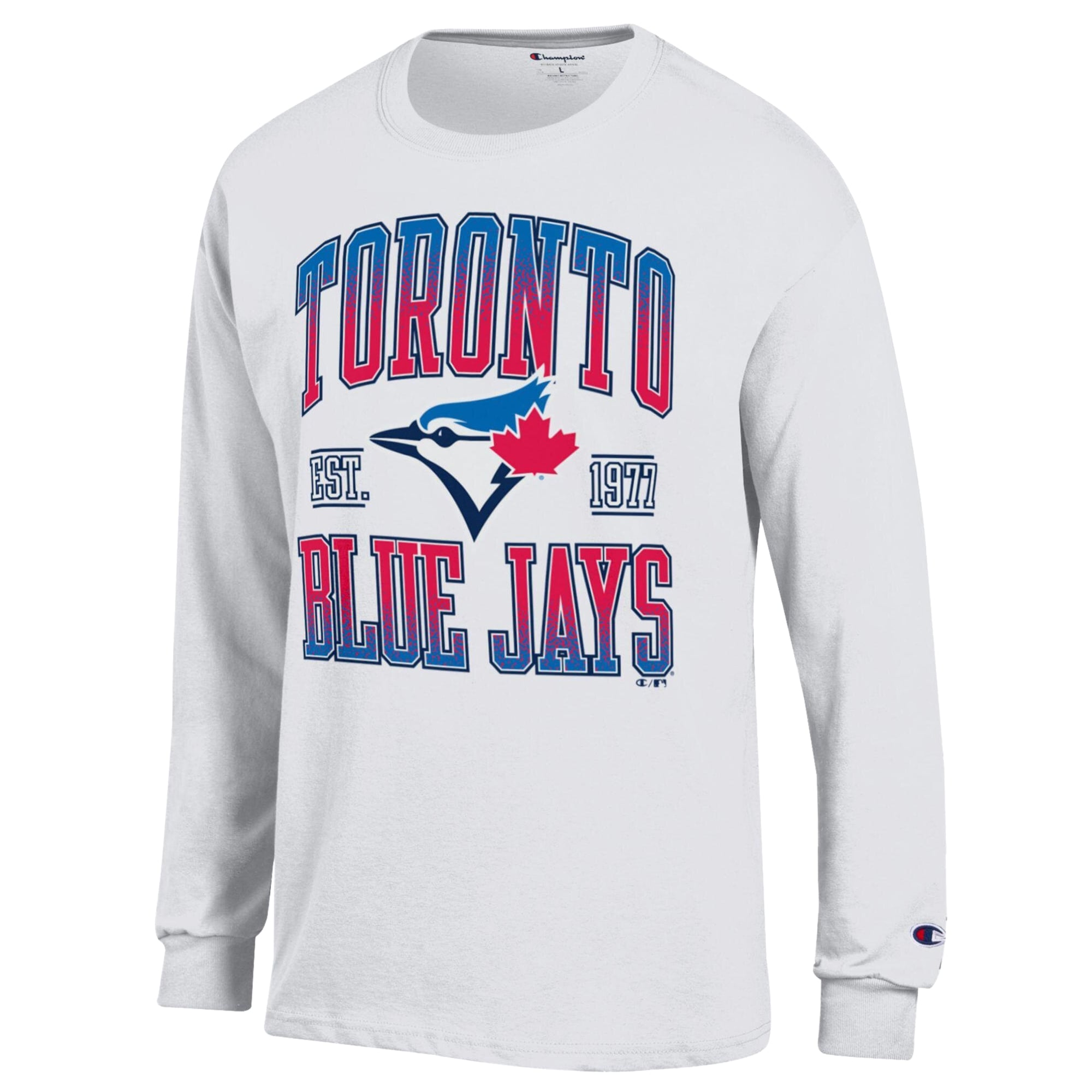 Men's Champion  White Toronto Blue Jays Jersey Long Sleeve T-Shirt