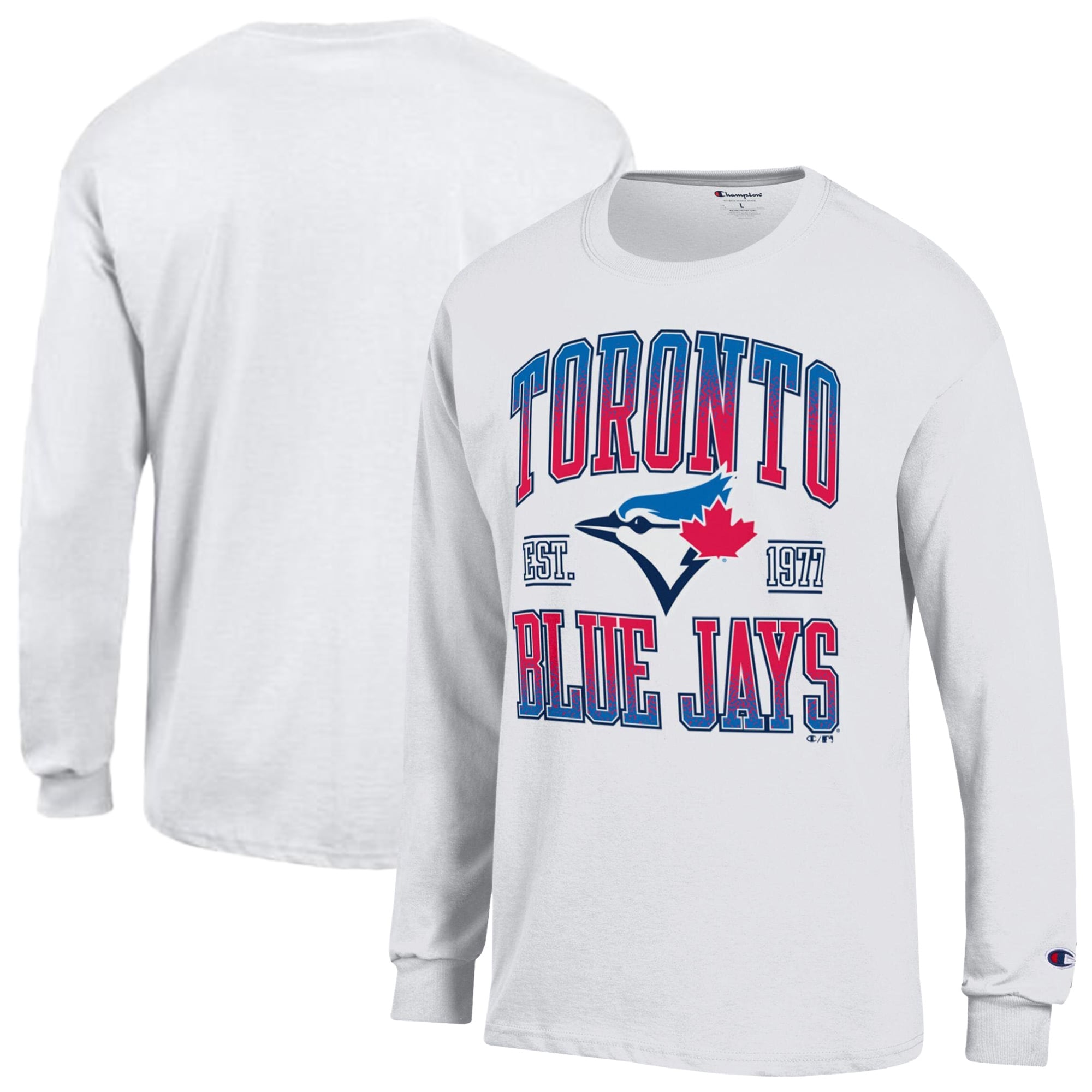 Men's Champion White Toronto Blue Jays Jersey Long Sleeve T-Shirt