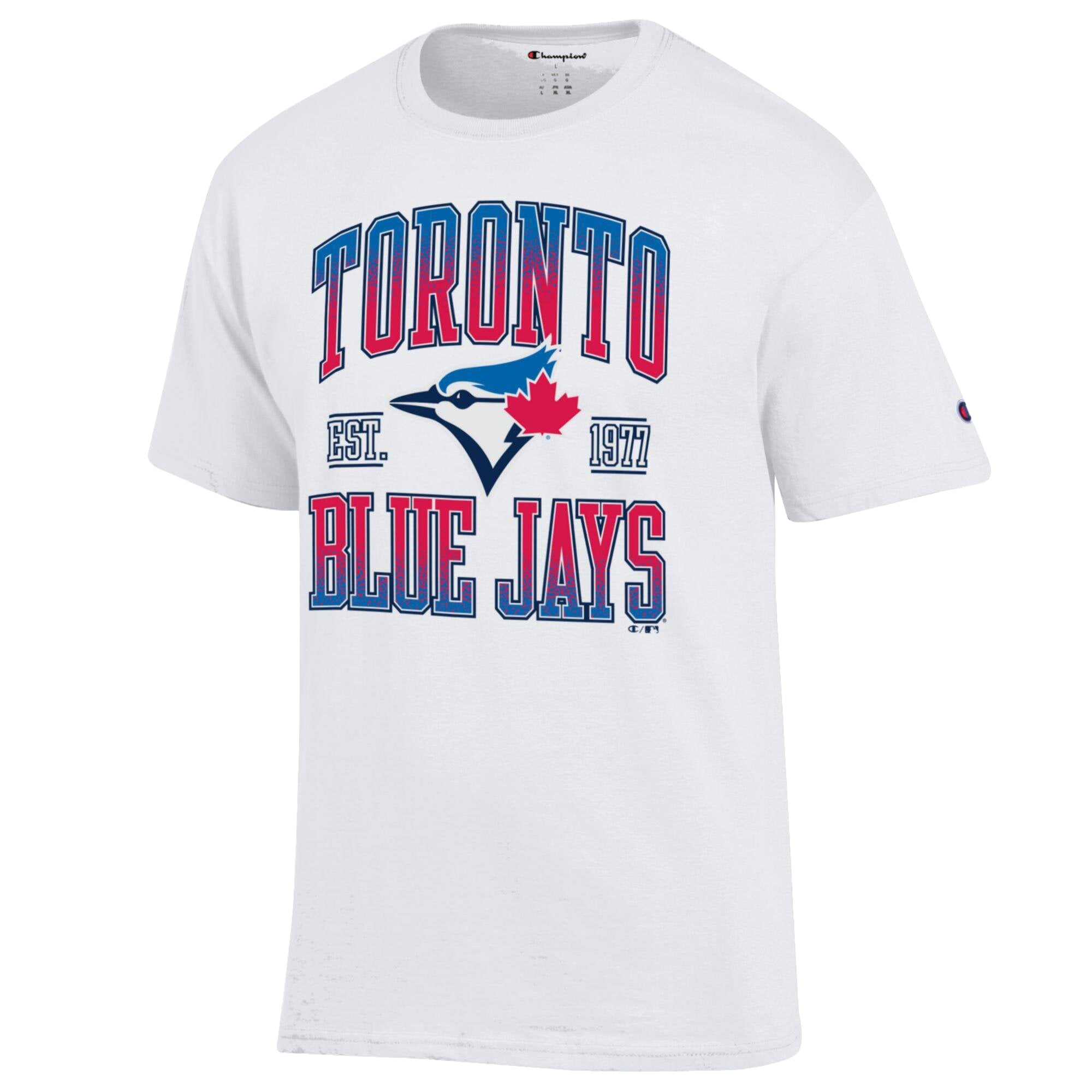 Men's Champion White Toronto Blue Jays Team Name T-Shirt