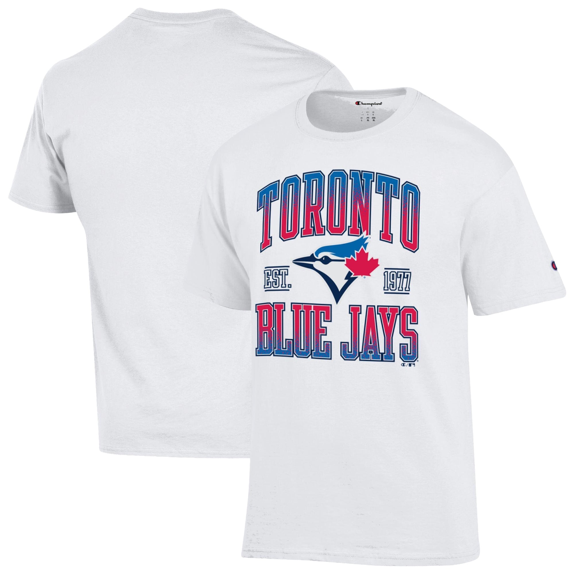 Men's Champion White Toronto Blue Jays Team Name T-Shirt