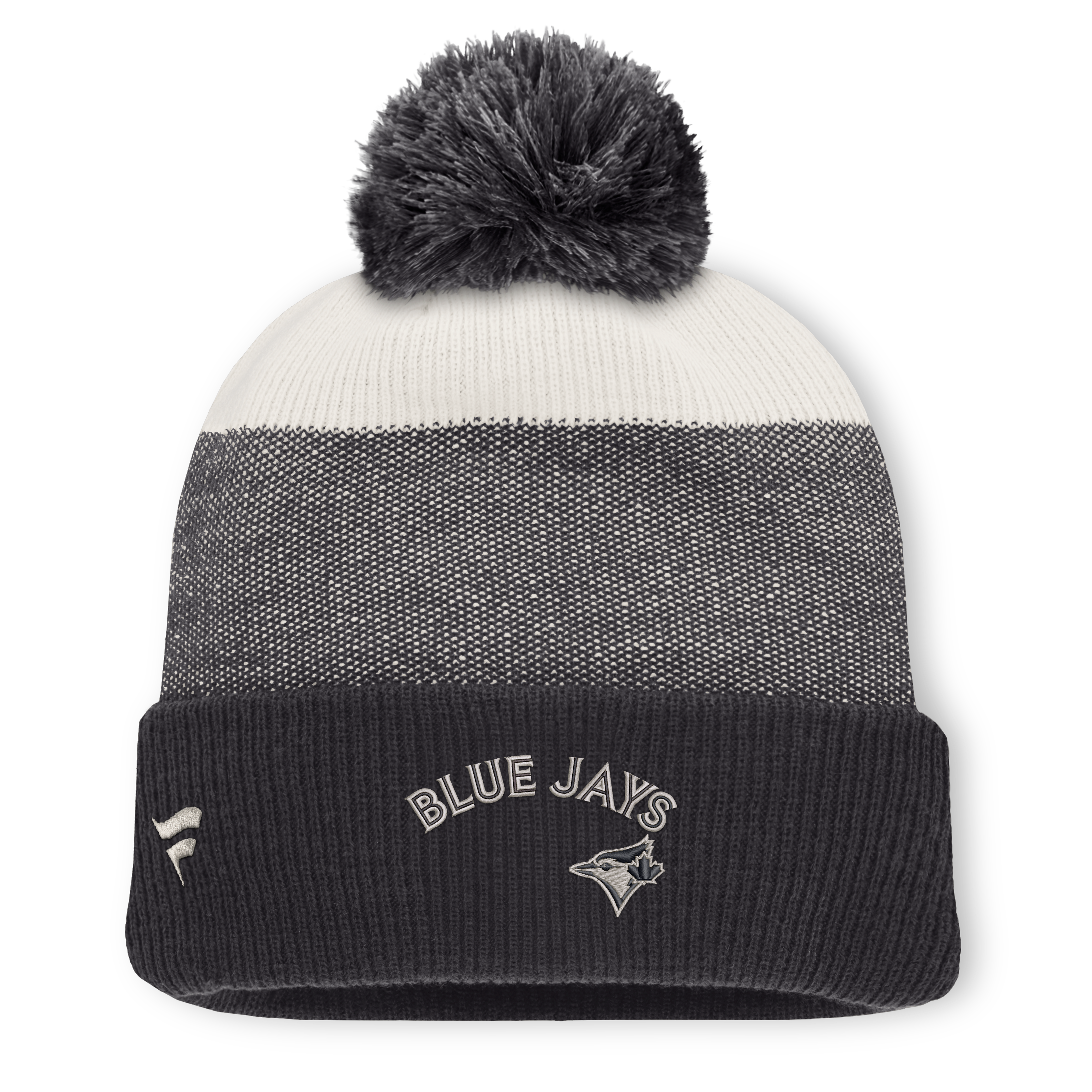 Bonnet à revers pour homme Fanatics gris anthracite/gris des Blue Jays de Toronto avec pompon