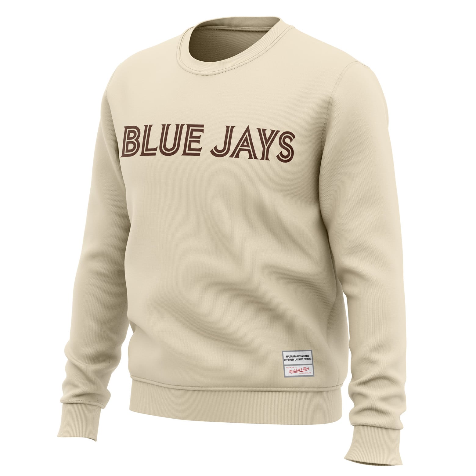 T-shirt à manches longues Mitchell & Ness crème Toronto Blue Jays Core pour homme