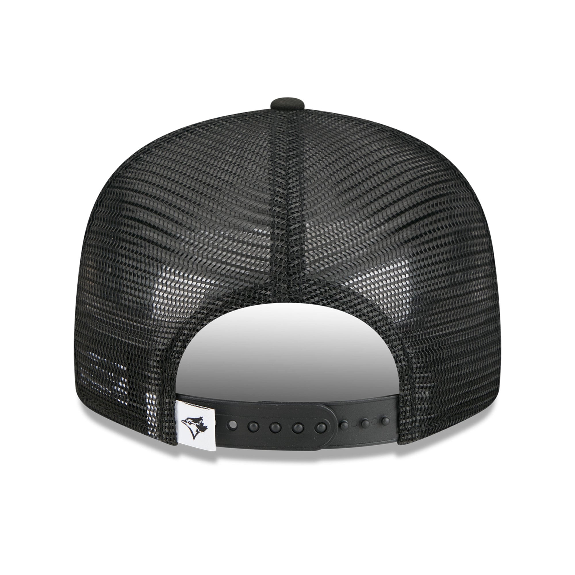 Casquette trucker ajustable New Era 9FIFTY noire pour homme, motif Blue Jays de Toronto