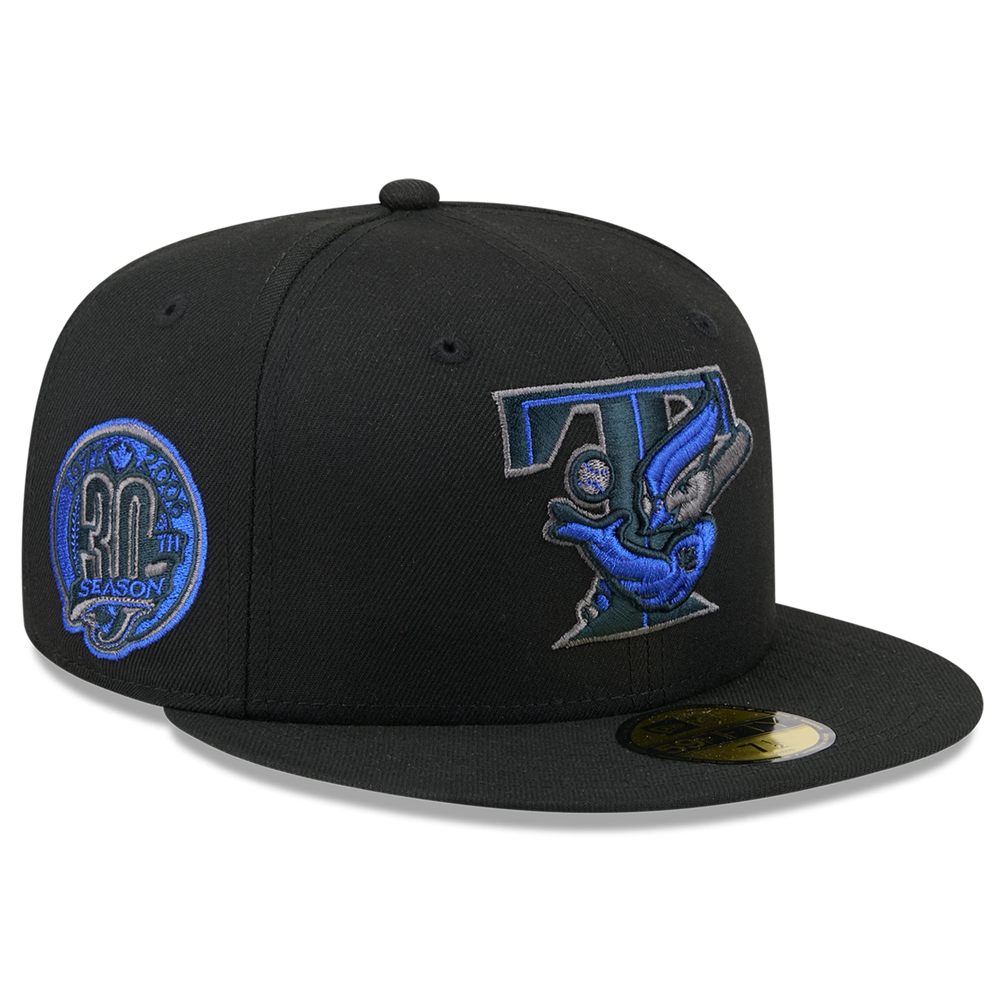 Casquette ajustée New Era 59FIFTY pour homme, noire, Toronto Blue Jays, coloris pop