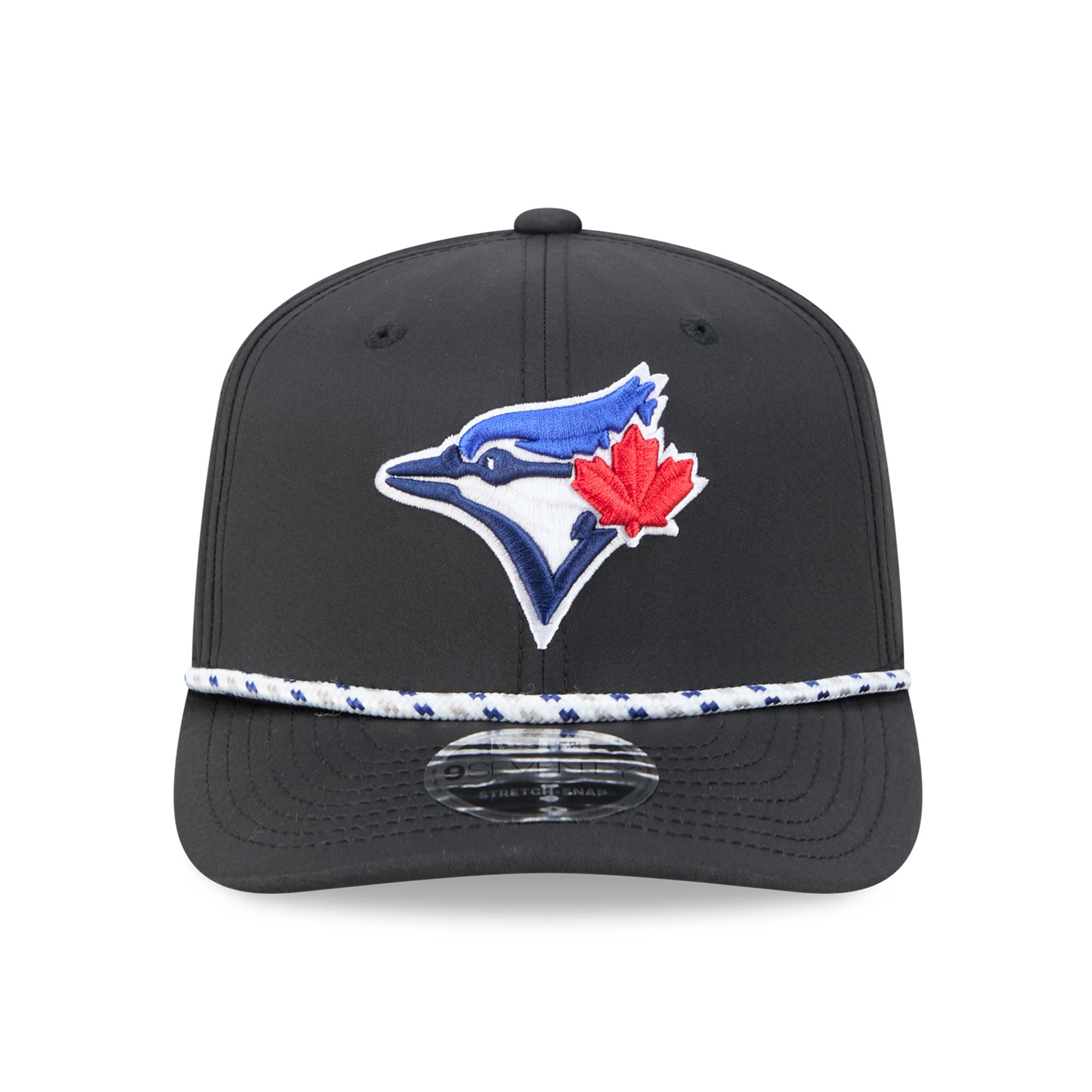 Casquette New Era noire Toronto Blue Jays pour homme, modèle 9SEVENTY à cordon ajustable.