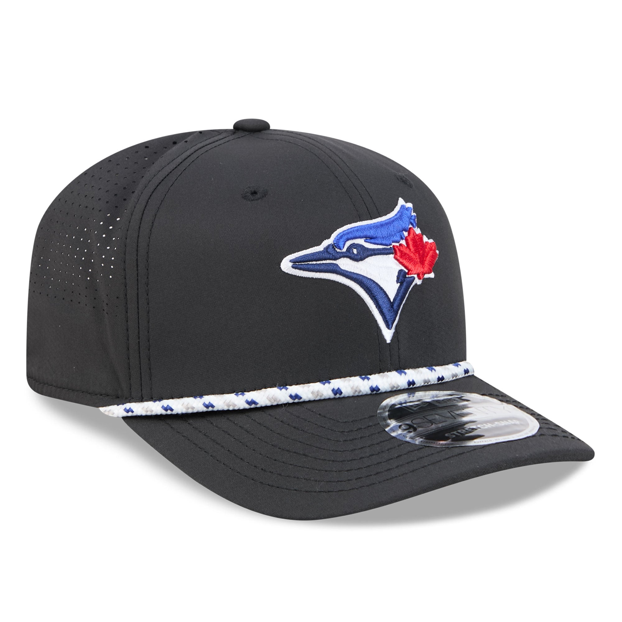 Casquette New Era noire Toronto Blue Jays pour homme, modèle 9SEVENTY à cordon ajustable.